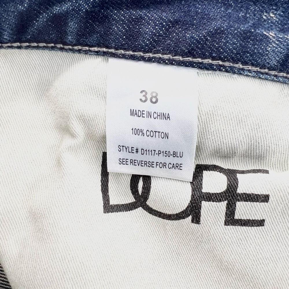 DOPE MEN’S  DISTRESSED DENIM STRAIGHT LEG JEANS - Picture 5 of 8